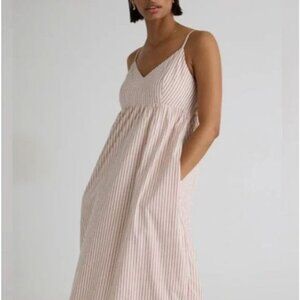 QUINCE Terracotta Striped Maxi Dress XS Nautical Resort 100% Organic Cotton